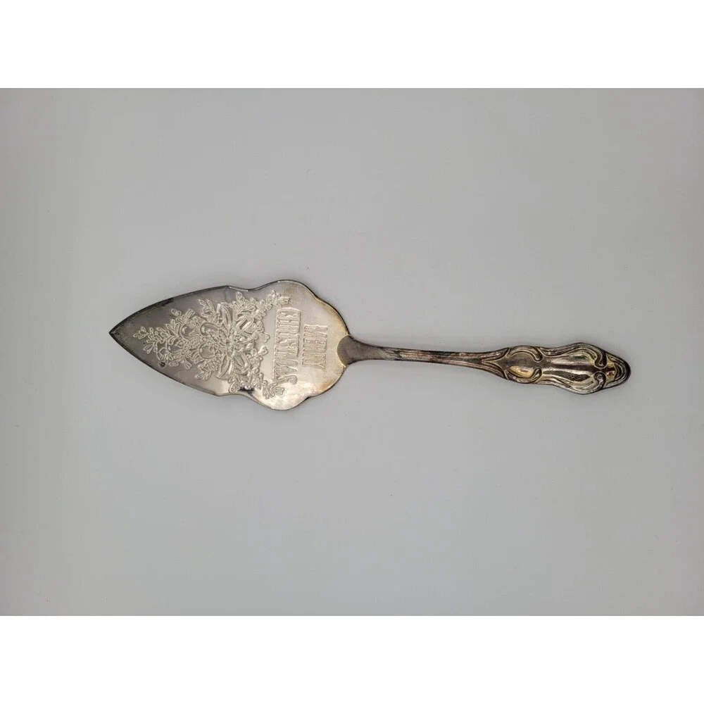Vtg‎ Large Pie Cake Server Trowel International Silver Plated Merry Christmas